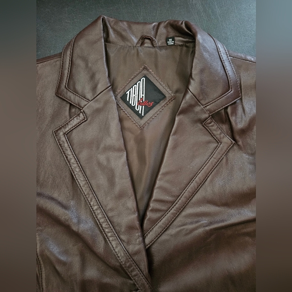 NWT - Lamb Leather Tibor Brown Buttery Soft Blazer Jacket - Size 1X - Picture 9 of 11